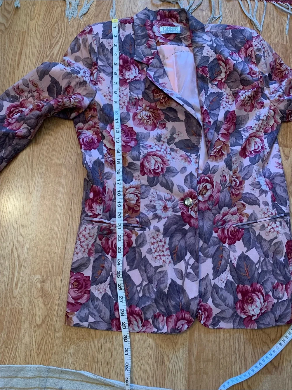 Floral Pink Blazer with 'Leave Me Alone' Opossum Patch - Picture 8 of 10